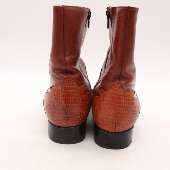 El Besserro Comfort Women's Mex 25.5 Western Ankle Boots Genuine Brown Leather - Picture 5 of 9